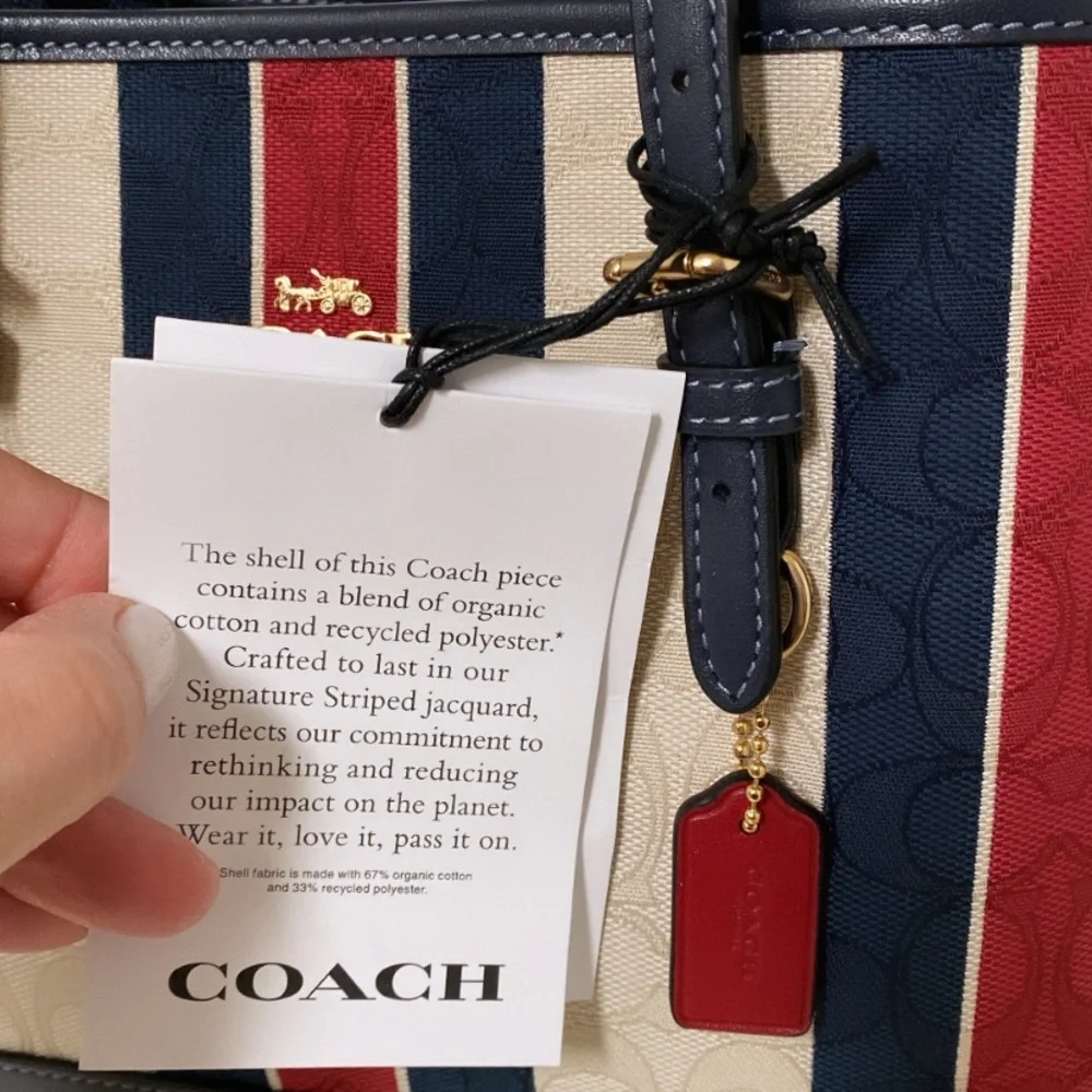 NWT💃Coach Mollie Tote 25 In Signature Jacquard With Stripes - Picture 6 of 13